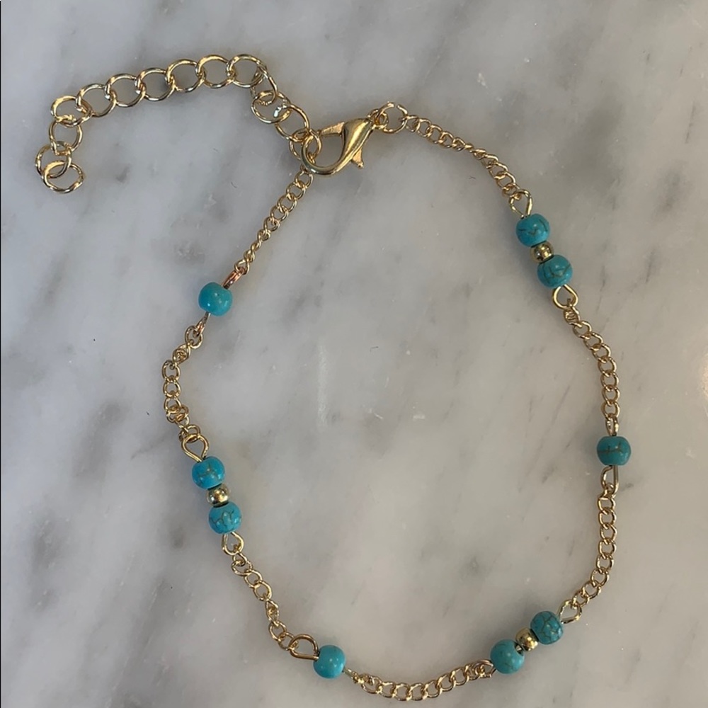 Turquoise and Gold Anklet 🌟